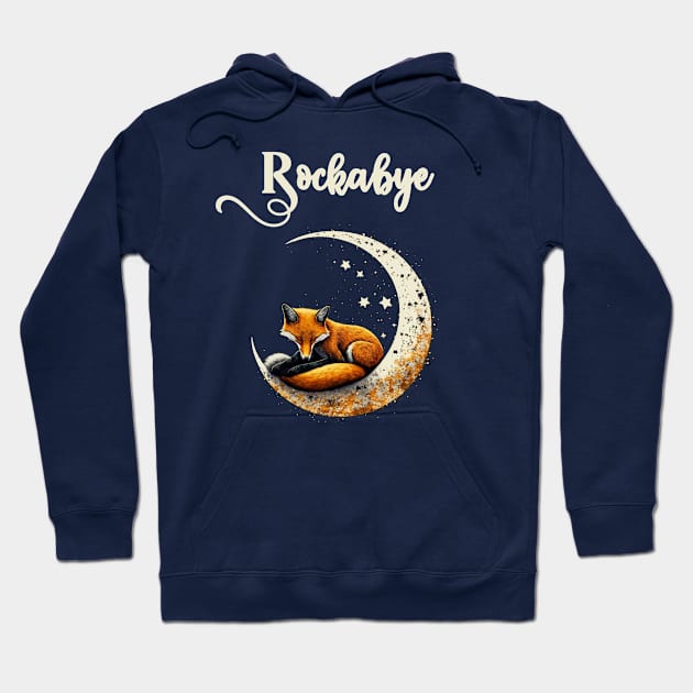 Rockabye fox sleeps in crescent moon with stars Hoodie by Antzyzzz